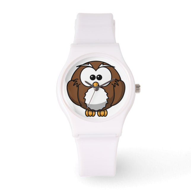 Whimsical meme Round Cartoon Owl Horloge (Voorkant)