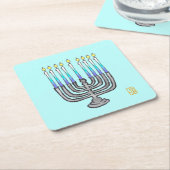 Whimsical Menorah Vierkante Kartonnen Onderzetter (Schuin)