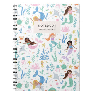 Whimsical Mermaid & Ocean Friends Pattern Notebook Notitieboek