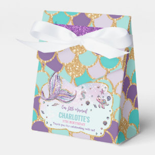 Whimsical Mermaid Tail 1st Birthday Girl Dank je Bedankdoosjes