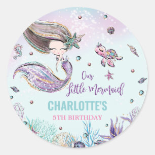 Whimsical Mermaid under the Zee Birthday Party Ronde Sticker