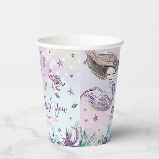 Whimsical Mermaid under the Zee Pool Baby shower Papieren Bekers (Rechts)