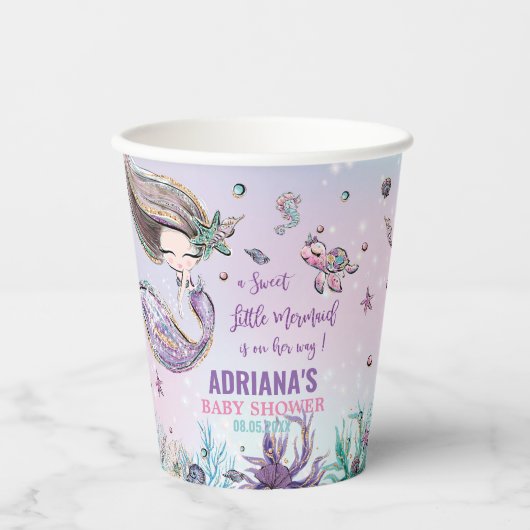 Whimsical Mermaid under the Zee Pool Baby shower Papieren Bekers (Voorkant)