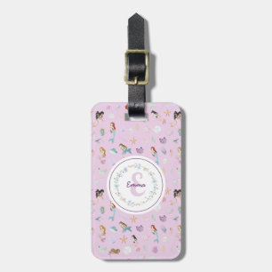 Whimsical Mermaids Monogram Bagagelabel