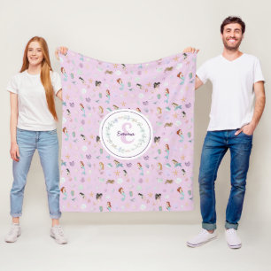 Whimsical Mermaids Monogram Fleece Deken