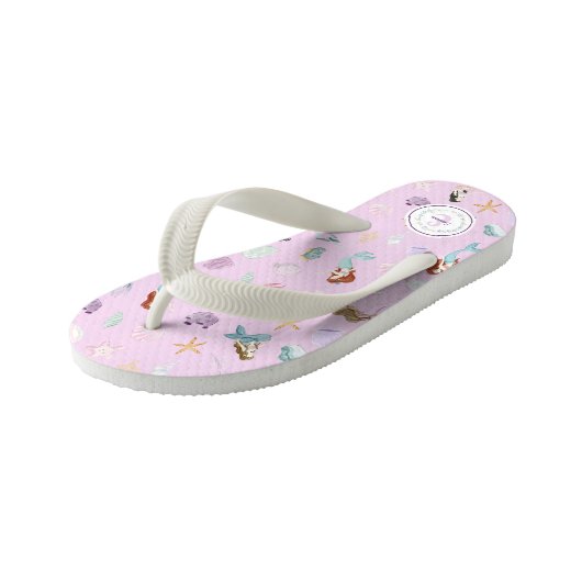 Whimsical Mermaids Monogram Kinder Teenslippers (Schuin)