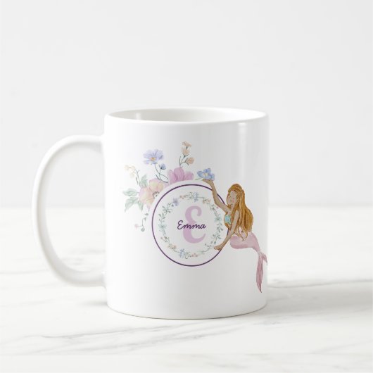 Whimsical Mermaids Monogram Koffiemok (Links)