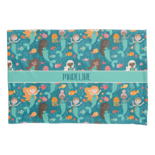 Whimsical Mermaids under the Zee Blauwgroen Kussensloop