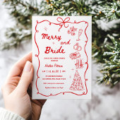 Whimsical Merry and Bride Holiday Bridal Shower Kaart