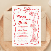 Whimsical Merry and Bride Holiday Bridal Shower Kaart