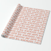 Whimsical Merry Happy Nieuwjaar Red Wrapp Cadeaupapier (Uitgerold)