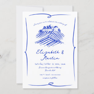 Whimsical met de hand getekende Franse blauwe wijn Kaart
