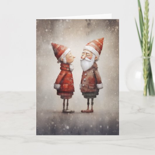 Whimsical Mevrouw en Meneer Claus Cartoon (Voorkant)