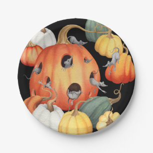 Whimsical Mice and Pumpkins Halloween Papieren Bordje