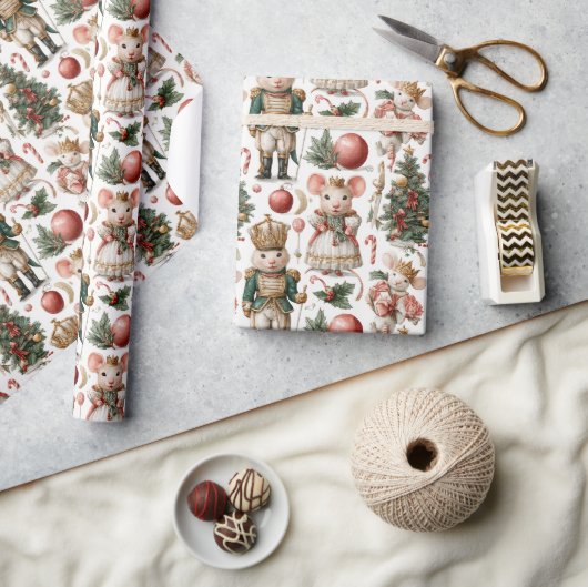 Whimsical Mice & Candy Canes Cadeaupapier (Crafts)