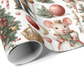 Whimsical Mice & Candy Canes Cadeaupapier (Rol Hoek)