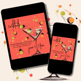 Whimsical Mid Century Modern Cocktailuur Kaart