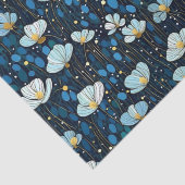 Whimsical Midnight Blue Poppy Decoupage Tissuepapier (Detail)