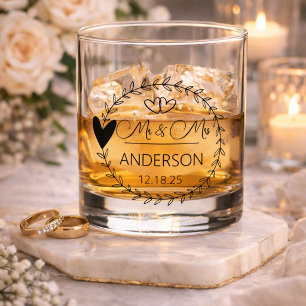 Whimsical Mijnheer en Mevrouw Aangepaste Namen Tro Whisky Glas