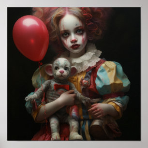 Whimsical Mini Model Clown Poster met Realistic D