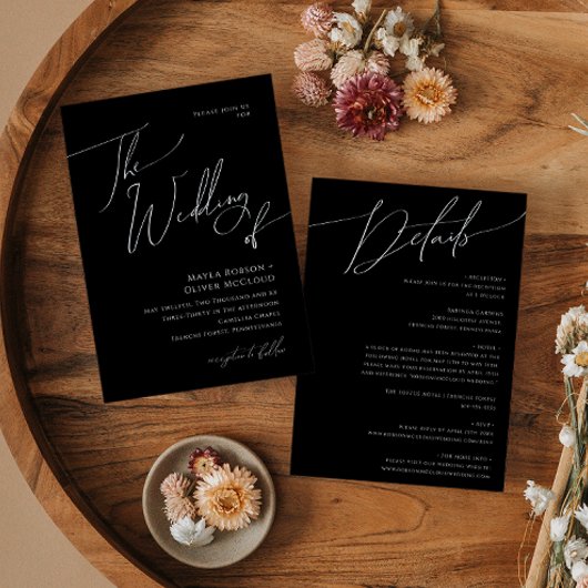 Whimsical minimaal script alles in een bruiloft va kaart