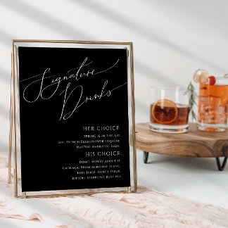 Whimsical Minimal Lettertype | Zwarte handtekening Poster