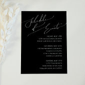 Whimsical Minimal Script Black Schedule of Events Informatiekaartje