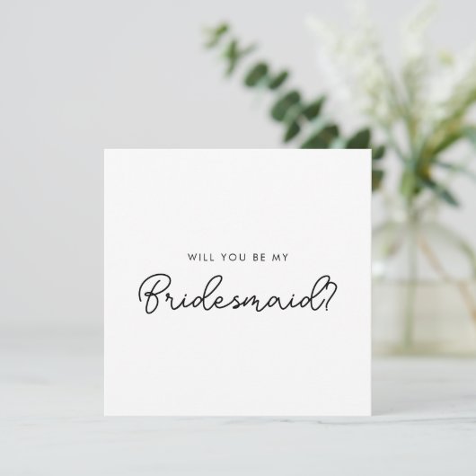 Whimsical Minimal Script Bridesmaid proposal Kaart (Staand voorkant)