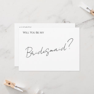 Whimsical Minimal Script Bruidsmeisje Voorstelkaar Kaart