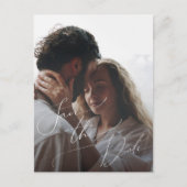 Whimsical Minimal Script Full Photo Save the Date Uitnodiging Briefkaart (Voorkant)