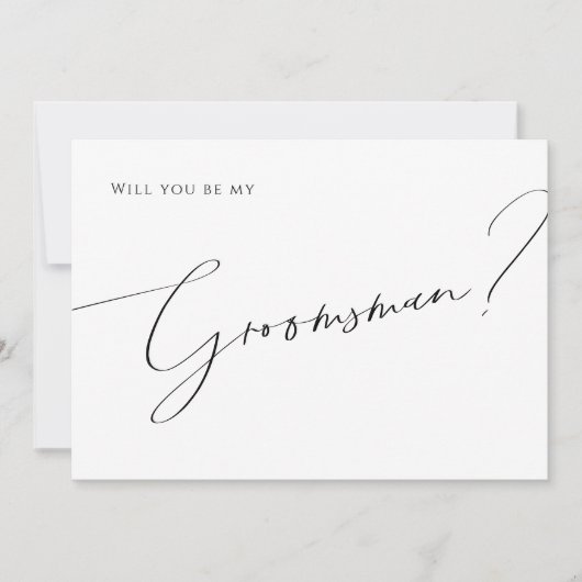 Whimsical Minimal Script Groomsman-voorstel Kaart (Voorkant)