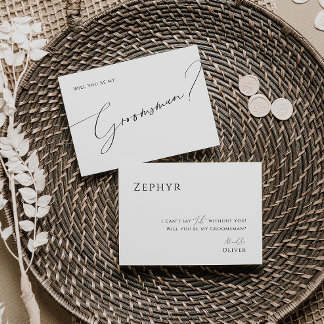 Whimsical Minimal Script Groomsman-voorstel Kaart