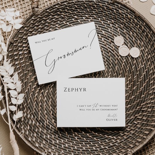 Whimsical Minimal Script Groomsman-voorstel Kaart