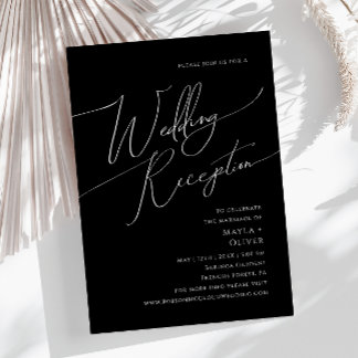 Whimsical Minimal Script | Zwarte Bruiloftsrecepti Kaart