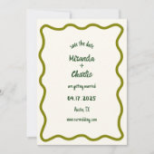 Whimsical minimale golvende rand handgeschreven Ca Save The Date (Voorkant)