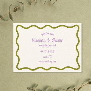 Whimsical minimale golvende rand handgeschreven Ca Save The Date