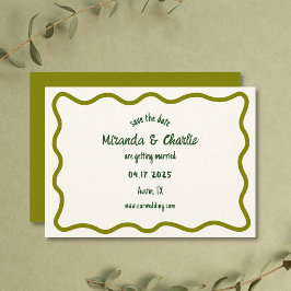 Whimsical minimale golvende rand handgeschreven Ca Save The Date