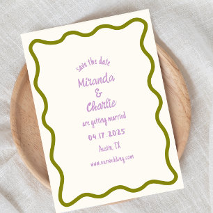Whimsical minimale golvende rand handgeschreven Ca Save The Date