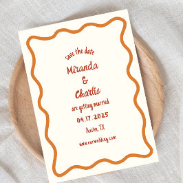 Whimsical minimale golvende rand handgeschreven ja save the date