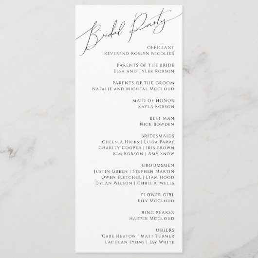 Whimsical Minimalist Programme de mariage de scrip (Dos)