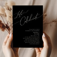 Whimsical Minimalist Script Black Let's Celebrate