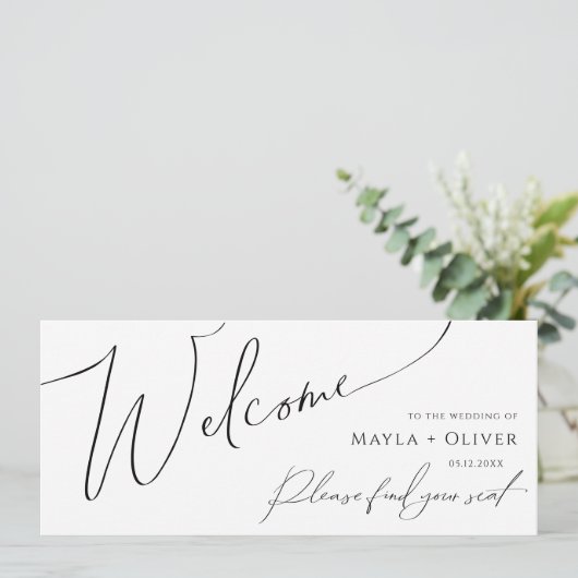Whimsical Minimalist Script Seating Chart Header (Staand voorkant)