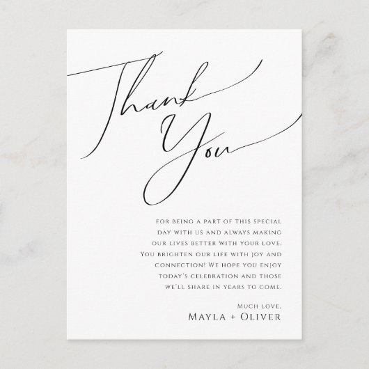 Whimsical Minimalist Script Table Hartelijk dank Briefkaart (Voorkant)
