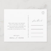 Whimsical Minimalist Script Weddenschap Hartelijk  Briefkaart (Achterkant)