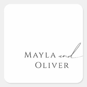 Whimsical Minimalist Script Wedding Envelope Seals Vierkante Sticker