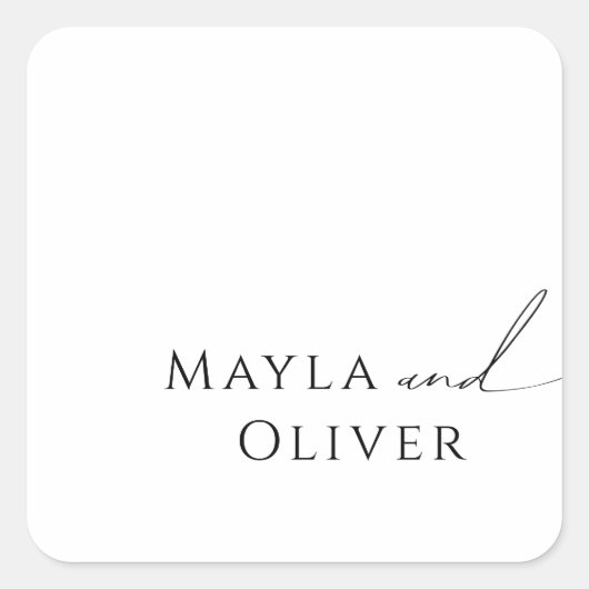 Whimsical Minimalist Script Wedding Envelope Seals Vierkante Sticker (Voorkant)