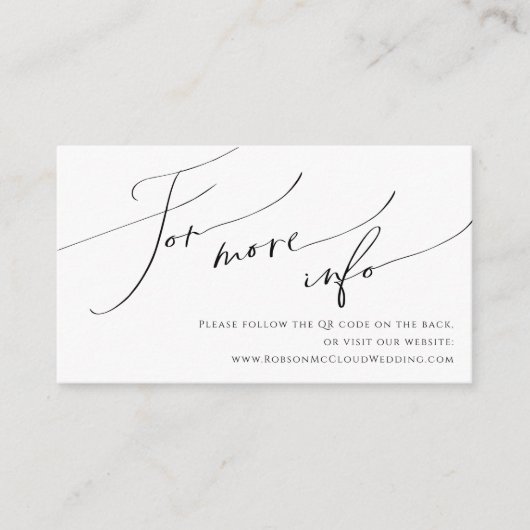 Whimsical Minimalist Script Wedding Website Enclos Informatiekaartje (Voorkant)