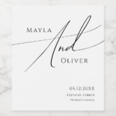 Whimsical Minimalist Script Wedding Wijn Etiket (Enkel label)