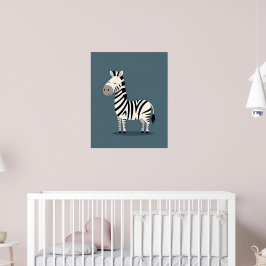 Whimsical Minimalist Zebra Nursery Art Poster
