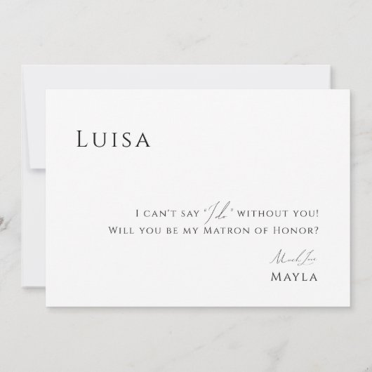 Whimsical-minimalistisch script | Matron of Honor  Kaart (Achterkant)